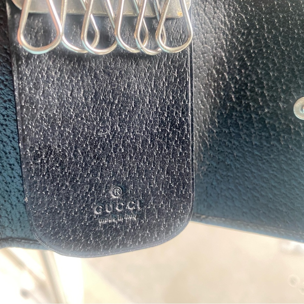 Authentic GUCCI 6 Key Ring Holder Case GG Canvas Leather Black Like New - Picture 4 of 15